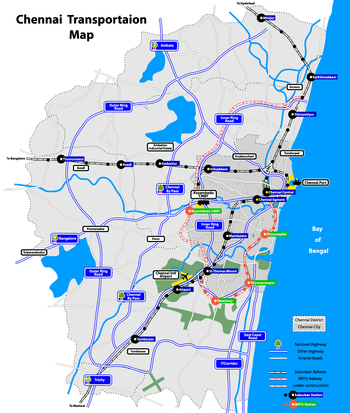 Chennai Transportation Map